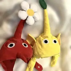 ピクミンキャラクター帽子　赤黄色セット