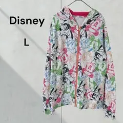ディズニー 総柄ジップパーカー キャラクター フルジップ フード付き　カラフル