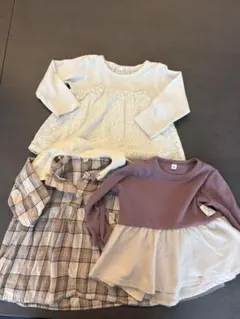 チェック柄襟付きトップス 70〜80cm 3着まとめ売り