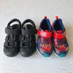 ムーンスター 17cm 2足セット スニーカー サンダル 赤 黒 キッズ 運動靴