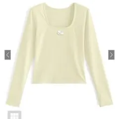 グレイル　GRL スクエアネックロゴ刺繍トップス[pm404]