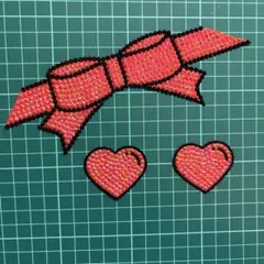 デコうちわ パーツ リボン ハート 赤