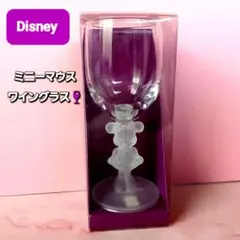 【Disney】《ミニーマウス》 ワイングラス♪未使用 ガラスコッブ