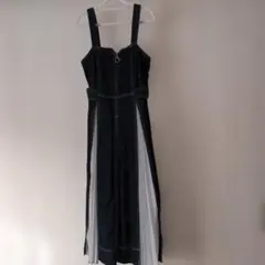 CPCМ　デニムジャンパースカートシフォンプリーツ　 Fサイズ