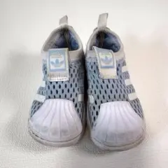 【adidas】アディダス メッシュ スリッポン 水色 軽量 13cm