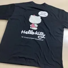 未使用バックデカキティサガラ刺繍Hello Kitty 刺繍 Tシャツ 黒