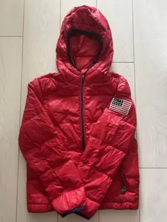 【新品、未使用】POLO フード付きレッドダウンコート