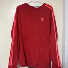 adidas 赤 スウェット3本ライン