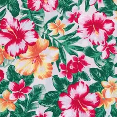[no.4550]ラスト60cm☆アロハプリント 白 シーチング 生地＊
