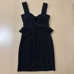 美品 ロザリームーン ブラック ノースリーブ ペプラム ワンピース F 黒のサムネイル