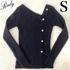 Rady ✨良品✨ 長袖 Vネック トップス リブニット 金ボタン