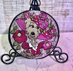 ロラライハリス♡ブラックWデニム♡総刺繍の丸型コインケース♡特価