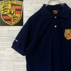 Porsche ポルシェ 半袖 ポロシャツ ビッグワッペン ネイビー Mのサムネイル