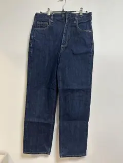 GU ハイウエストストレートジーンズ デニム ハイウエスト　ネイビー　M
