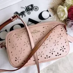 美品☆COACHコーチ 2wayショルダーバッグ 花柄 ピンク