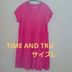 【夏物セール】TIME AND TRU ピンク 半袖チュニック L