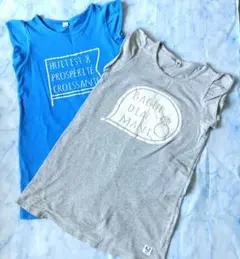 ワンピース 130cm ２枚セット カットソー グレー ブルー プリント