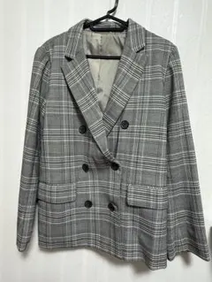 グレー系チェック柄 ダブルブレストジャケット