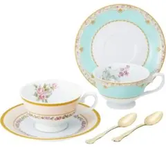 NARUMI 花柄ティーカップ・ソーサーセット（2個）