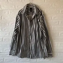 H&M エイチアンドエム 【M】 ストライプ 長袖シャツ ブラックホワイト