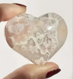 《希少・高品質✰》淡桜レースのチェリーブロッサムハート　桜瑪瑙　パーム　握り石