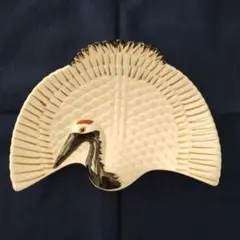 鶴形陶器皿 金色装飾