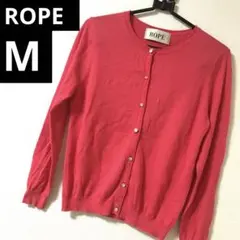 ROPE ピンク M カーディガン　ロペ　ニット　ビジューボタン　羽織り