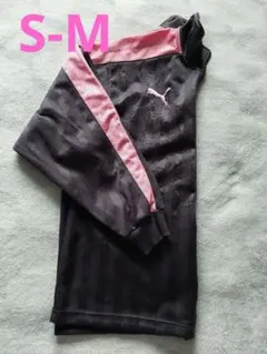 PUMA ストライプ長袖ジャージ　 グレー/ピンク y2k　S-Mユニセックス