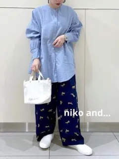 《美品》niko and...※ガーゼふんわり袖ブラウス ブルー