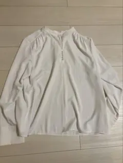PLST ホワイト長袖ブラウス Mサイズ パールボタン