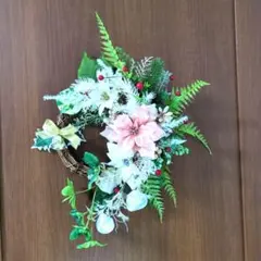 ❤早割 オレンジとホワイトカラーのポインセチアのすてきなクリスマスリース