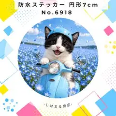 【送料無料❣️】ハチワレ猫防水ステッカー ネコ ねこ 7cm 円形