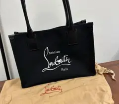 ★ほぼ未使用品★クリスチャンルブタン ロゴ入り キャンバストートバッグ 黒のサムネイル