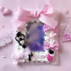 ♥ トレカケースデコ 量産型 平成女児 ホイップデコ ピンク リボン 水玉 ♥