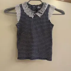 ☆Petit main ノースリーブ 120cm レース襟 ボーダーのサムネイル