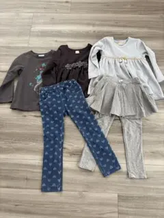 petit main 110 花飾り付きチュニック等5点セット