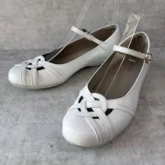 アシックス ペダラ 22.5cm EE ストラップパンプス ホワイト 白 レザー