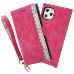 iPhone11Pro ケース 手帳型marble レッド