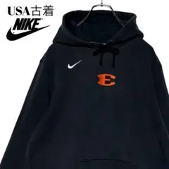 USA古着 NIKEナイキ プルオーバーパーカー 黒M フーディー スウェット