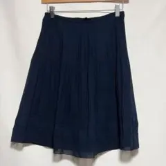 ［ANAYI］プリーツスカート(S)/膝丈 ネイビー シンプル きれいめ