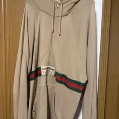 美品　グッチ　ジップアップパーカー　シェリーライン　ロゴ　グレー　Mサイズ 美品 グッチ ジップアップパーカー シェリーライン ロゴ グレー M