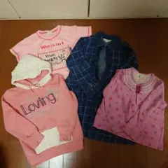 3can4on パーカー、長袖ワンピース、ピンクTシャツ、長袖トップス4点セット