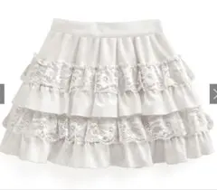 インパン裏地付きレースフリルティアードミニスカート