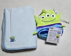 【新品未使用品】トイ・ストーリー マスコット巾着付きブランケット　エイリアン