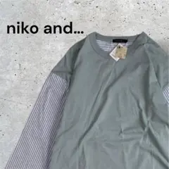 新品 niko and… ストライプスリーブロンT M 切替えデザインのサムネイル