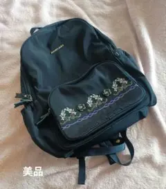 【本日限定価格】アナスイミニ　お花リース　刺繍　リュック　紺のサムネイル