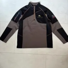 「MONPICAハーフジップ トップス」ブラウン/ブラック、裏起毛