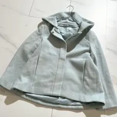 美品 23AW 組曲 2WAYショートビーバー フーテッドコート スカイブルー