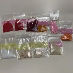 細かなビーズセット 10種類　赤系白系