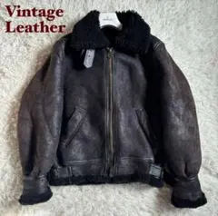 90's リアルムートン　レザージャケット　B-3 本革　ブラック　ボアブルゾン